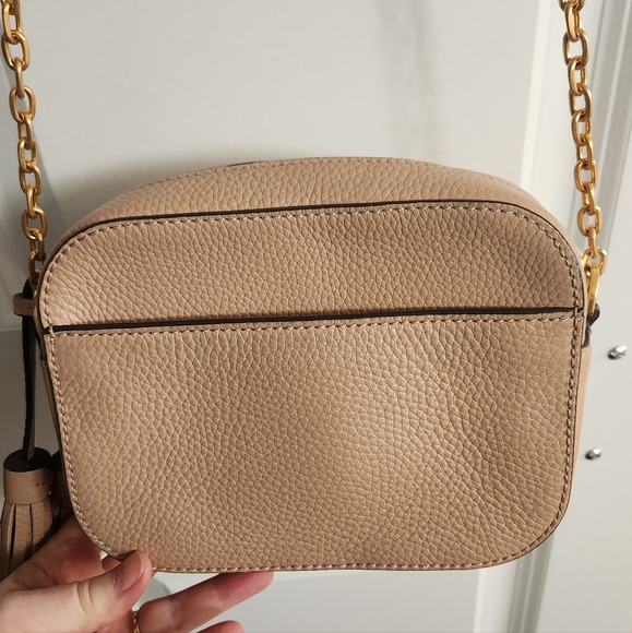 Tory Burch Beige Leather Crossbody Bag with Tassel - Picture 4 of 12